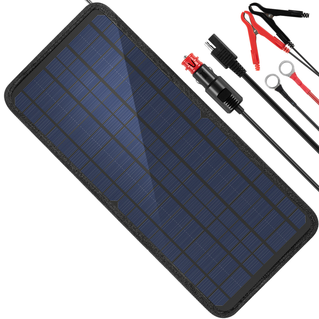 Moolsun 10W/18V Solar Battery Maintainer With Cigarette Lighter Plug  for Automotive, Boat