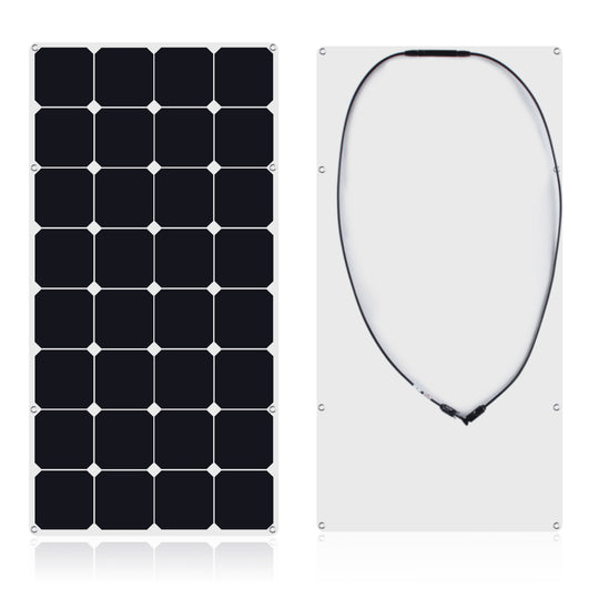 Moolsun Flexible Solar Panel 100 Watt 16 Volt Monocrystalline Semi-Flexible Bendable Mono Off-Grid Charger for Marine RV Cabin Van Car Uneven Surfaces