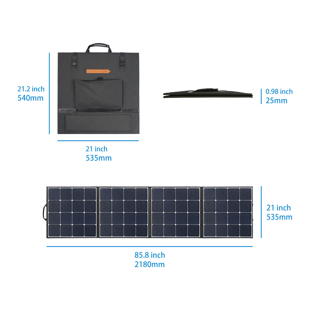 Moolsun 200W 18V Portable Foldable Folding Solar Panels To Charge 12v Batteries / Power Station For RV Camping Trailer Emergency Power