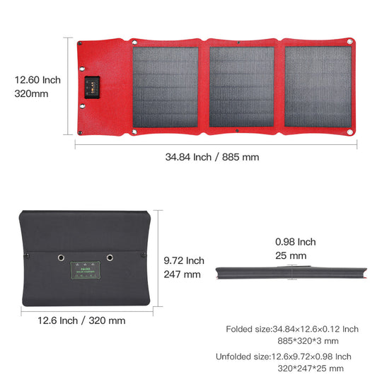 MOOLSUN 24W Solar Panel 3 Foldable CIGS Monocrystall Solar charger