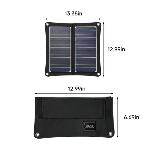 MOOLSUN Portable Solar Charger 15W 5V Solar Panel with USB Output Ports easy and convenient Foldable Camping Travel Charger for Tablet Ipad Cellphone