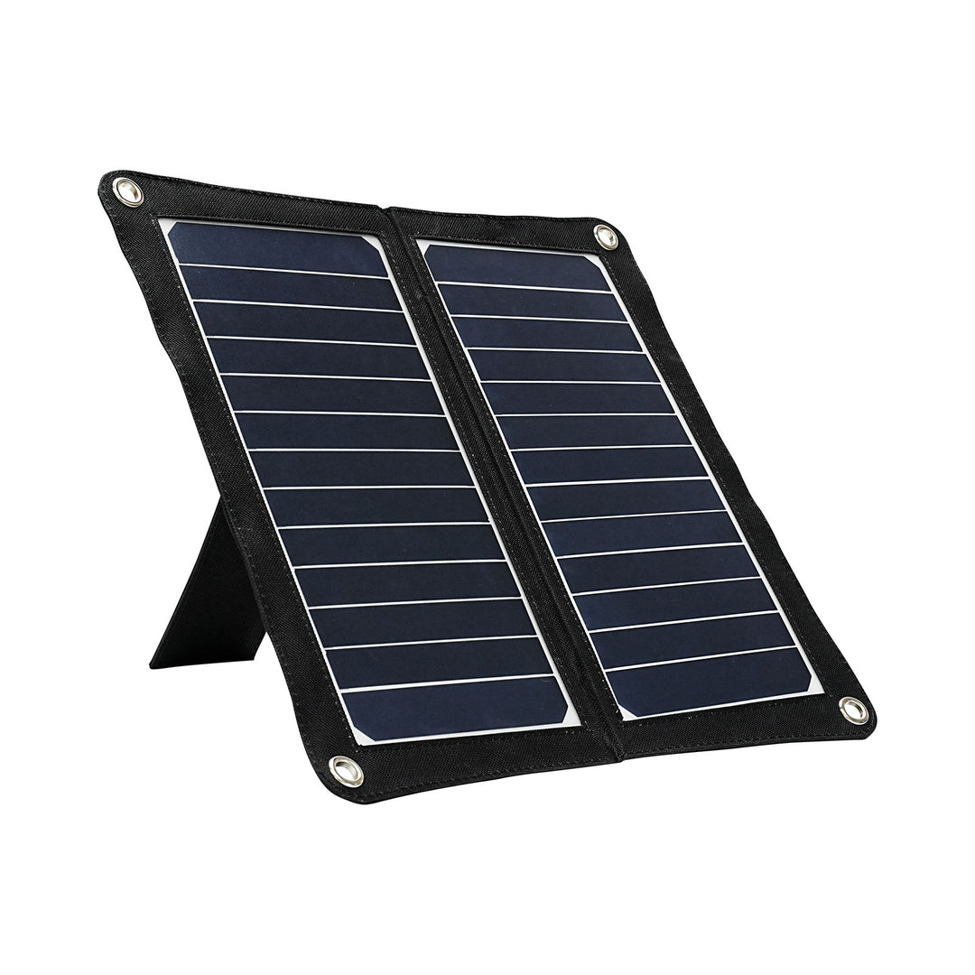 MOOLSUN Portable Solar Charger 15W 5V Solar Panel with USB Output Ports easy and convenient Foldable Camping Travel Charger for Tablet Ipad Cellphone