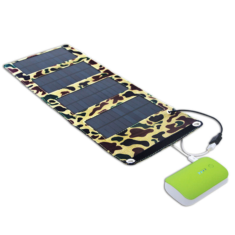 MOOLSUN Portable Solar Charger 7W 5V Solar Panel with USB Output Ports easy and convenient Foldable Camping Travel Charger for Tablet Ipad Cellphone