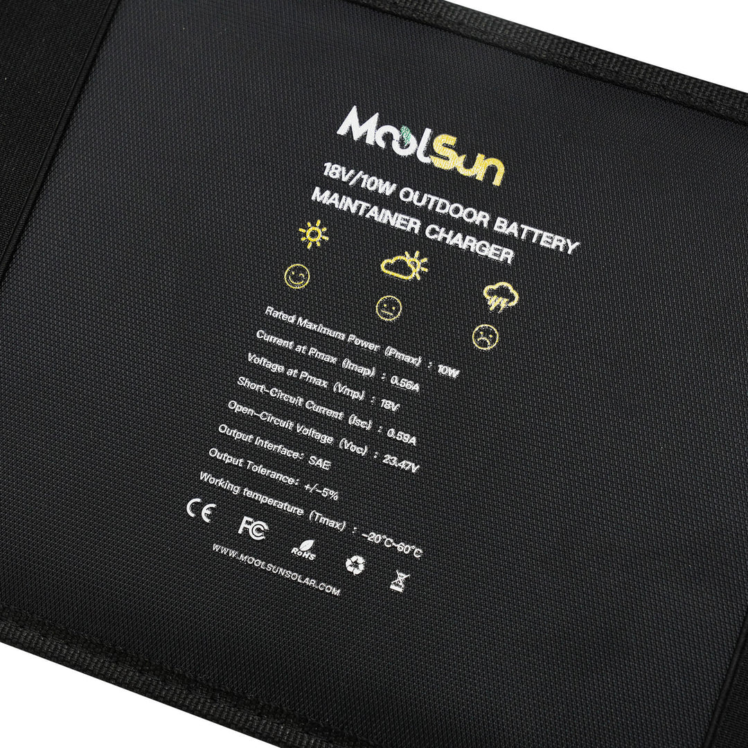 Moolsun 10W/18V Solar Battery Maintainer With Cigarette Lighter Plug  for Automotive, Boat