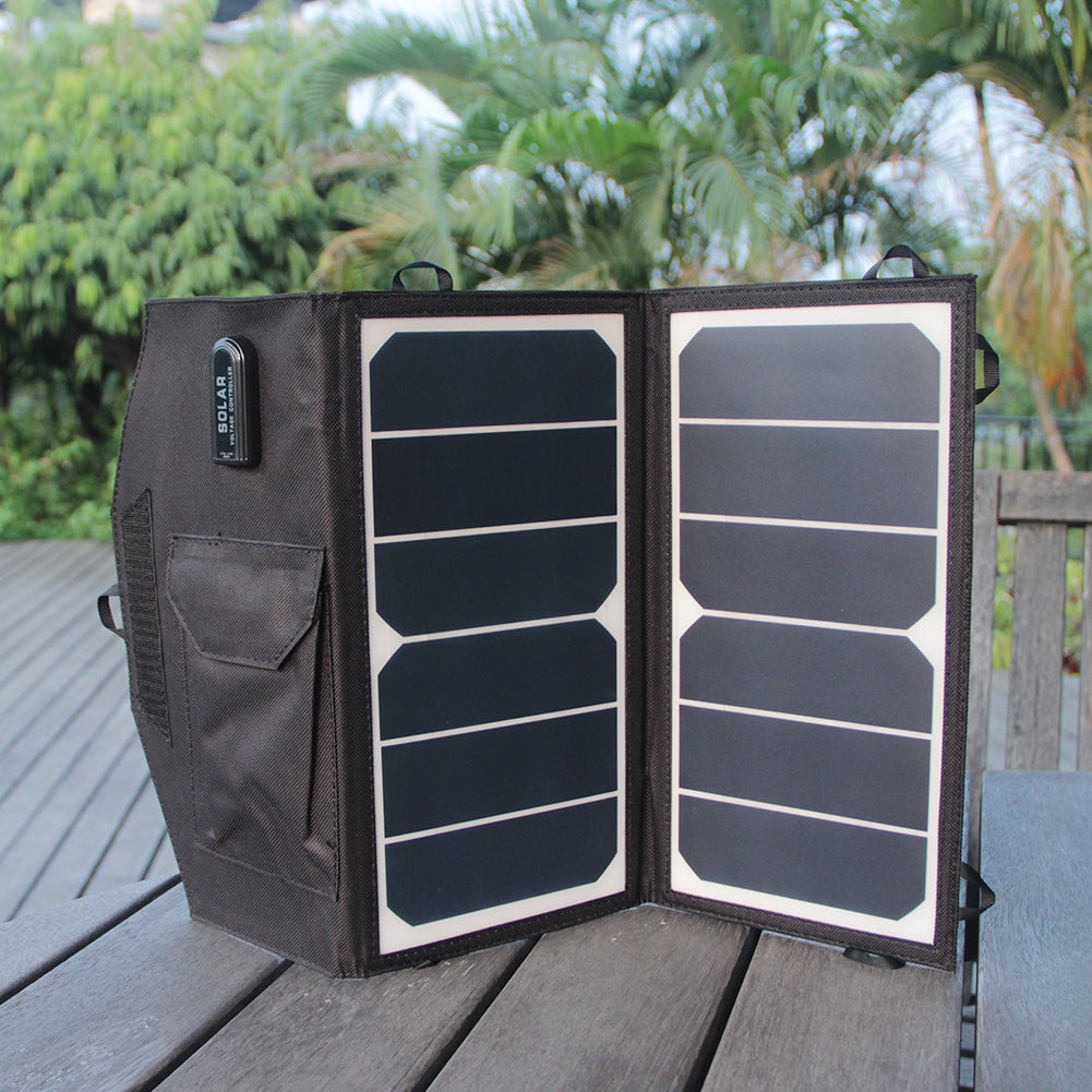 Moolsun Portable 13W 5V Foldable Solar Panel Charger Waterproof with USB output For Outdoor Camping RVs phone Camera power bank