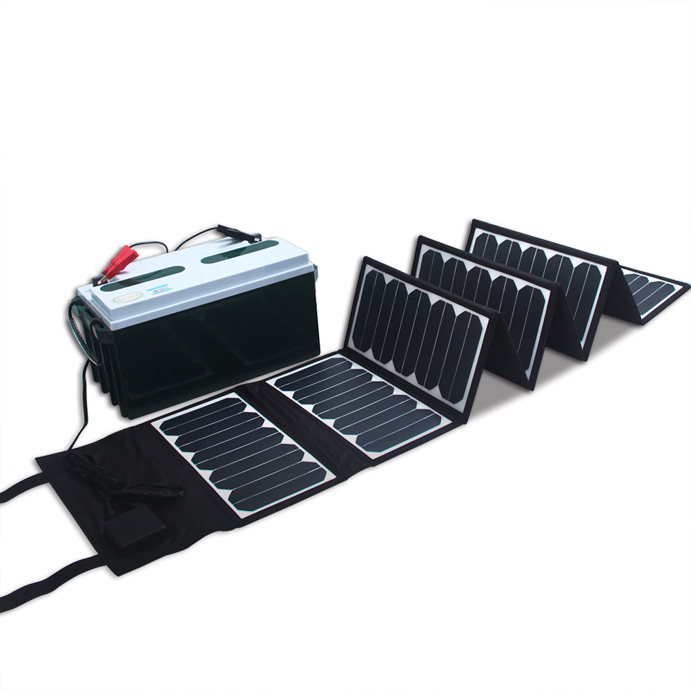 Moolsun Portable 60W 18V Solar Panel Charger Waterproof with USB & DC output For Outdoor Camping RVs phone laptop Camera power bank