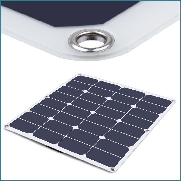 Moolsun Flexible Solar Panel 50 Watt 16 Volt Semi-Flexible Mono Off-Grid Charger for Marine RV